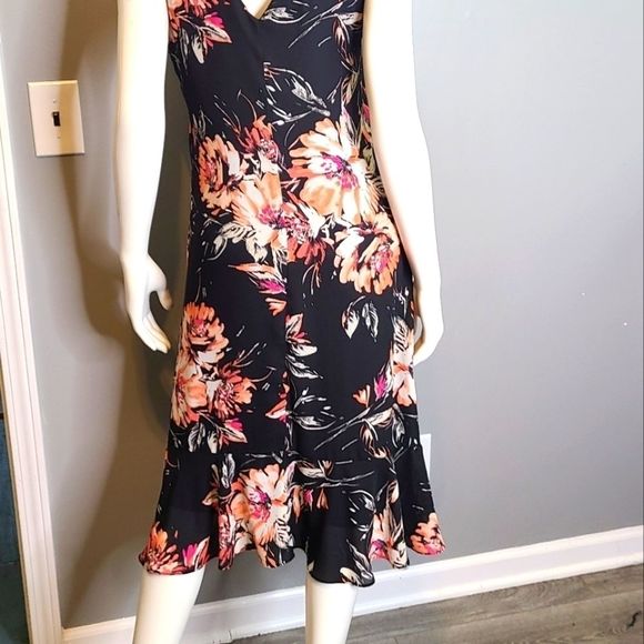 APT 9 Black Pink Floral Sleeveless Shift Dress - Picture 9 of 10